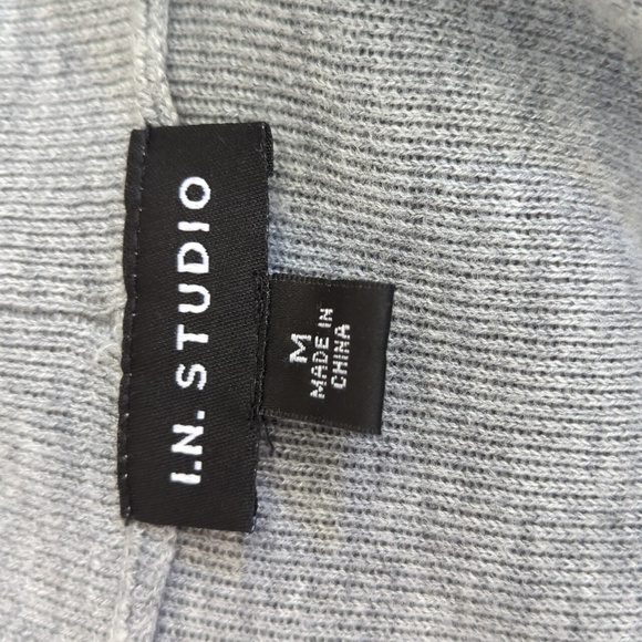 I. N. Studio Gray Colorblock Open Front Cardigan with Sailor Collar Size Medium - Picture 6 of 7